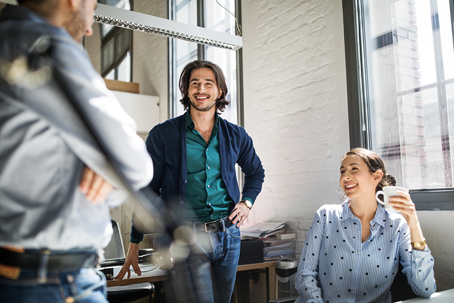 Group of Diligent employee having a discussion